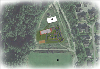 Kveldsåpent med flomlys i parken
